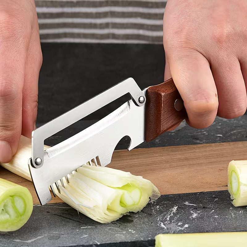 Wooden Handle Onion Celery Cutting Tool Multi Functional Kitchen Carving Knife 2Pcs