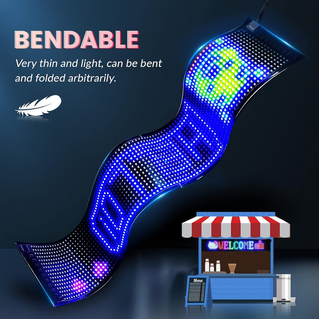 Large Programmable LED Sign Flexible Panel Multicolor RGB with App & USB