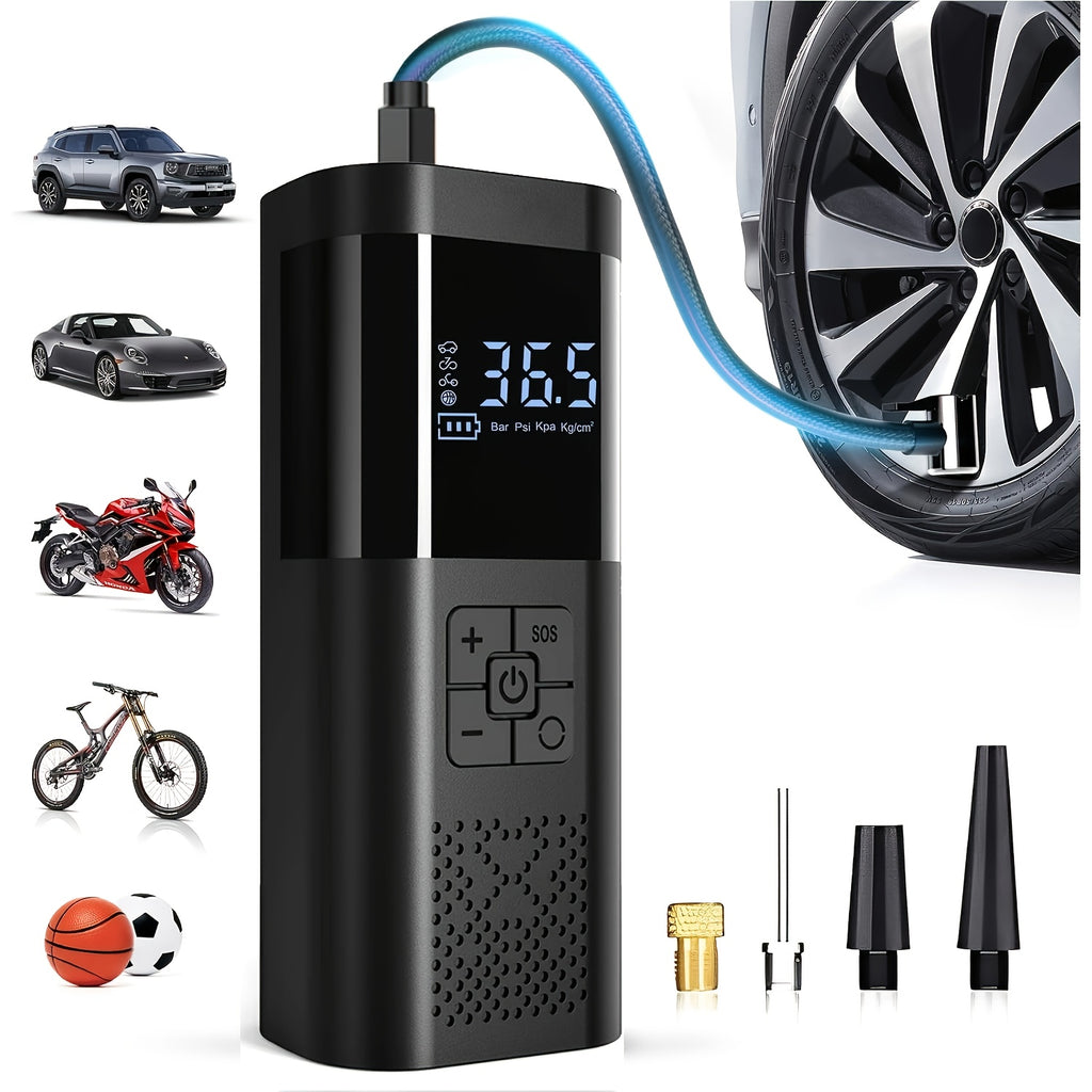 Cordless Tire Inflator Portable Air Compressor 150PSI with LED & Pressure Gauge