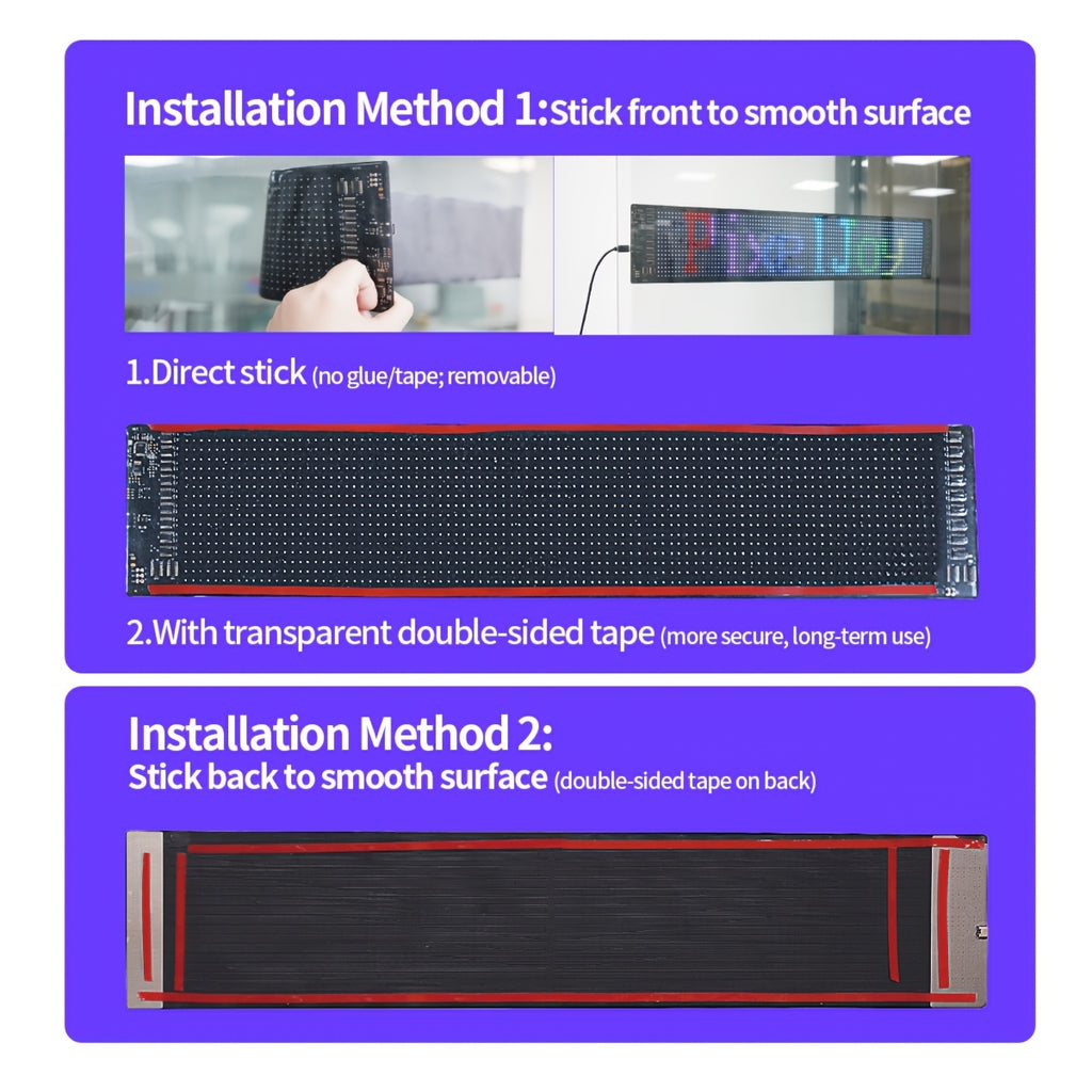Large Programmable LED Sign Flexible Panel Multicolor RGB with App & USB