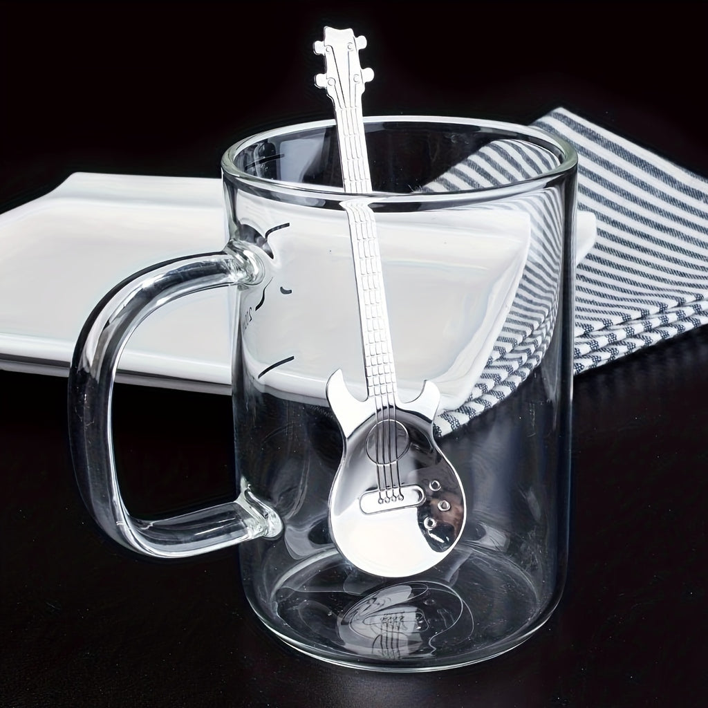 304 Stainless Steel Guitar Spoons Set 6Pcs Mirror Polished Dessert Spoons Cup Hanging