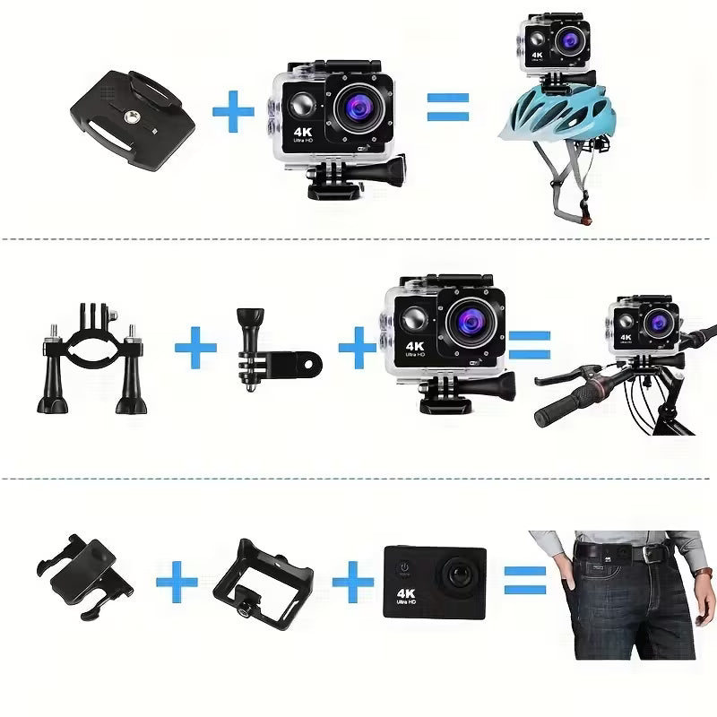 4K Action Camera 170° WiFi Remote Control Sports Camcorder With 32GB Card & Helmet Mount Kit