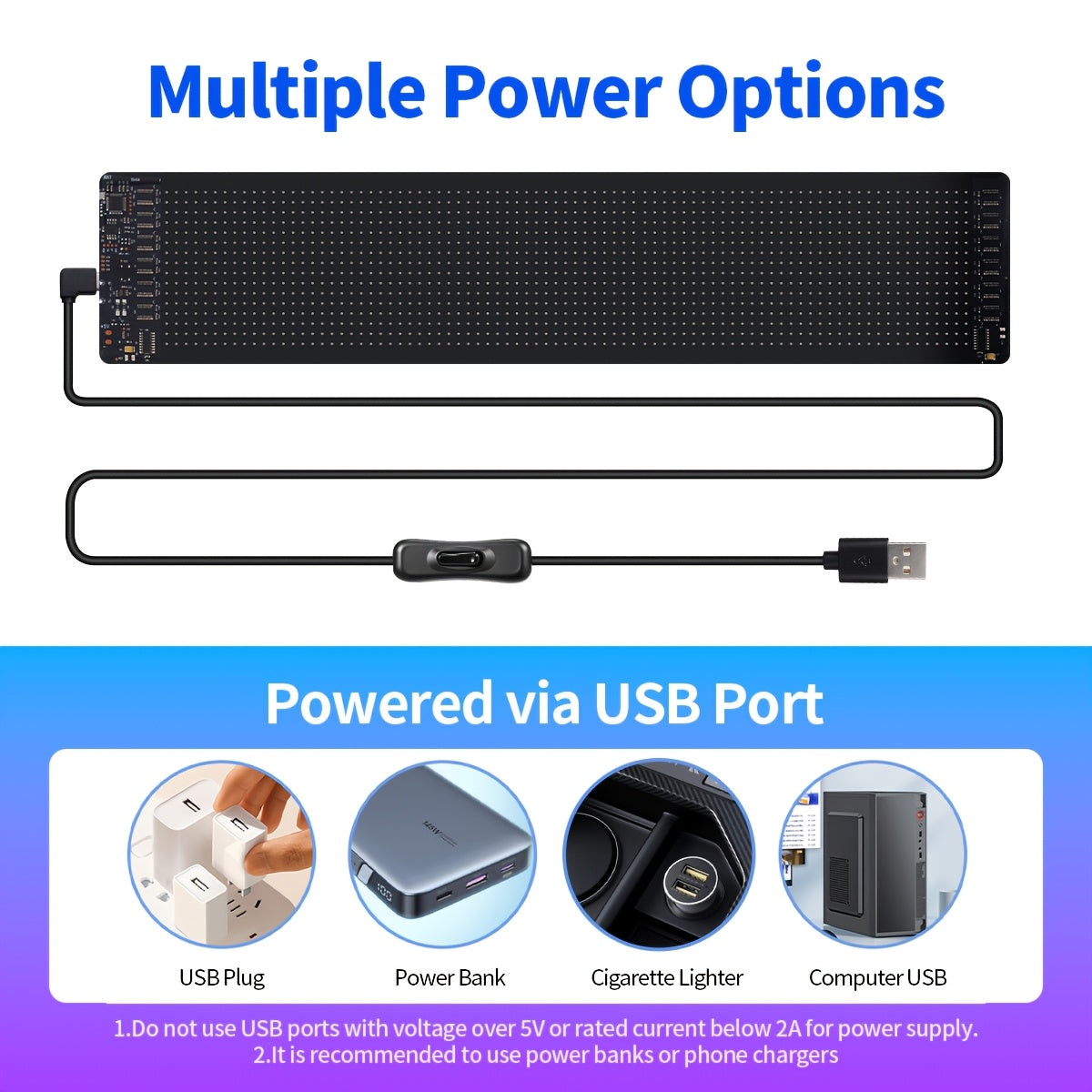 Large Programmable LED Sign Flexible Panel Multicolor RGB with App & USB