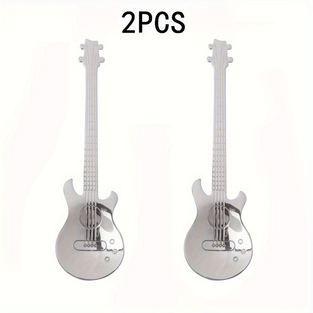 304 Stainless Steel Guitar Spoons Set 6Pcs Mirror Polished Dessert Spoons Cup Hanging