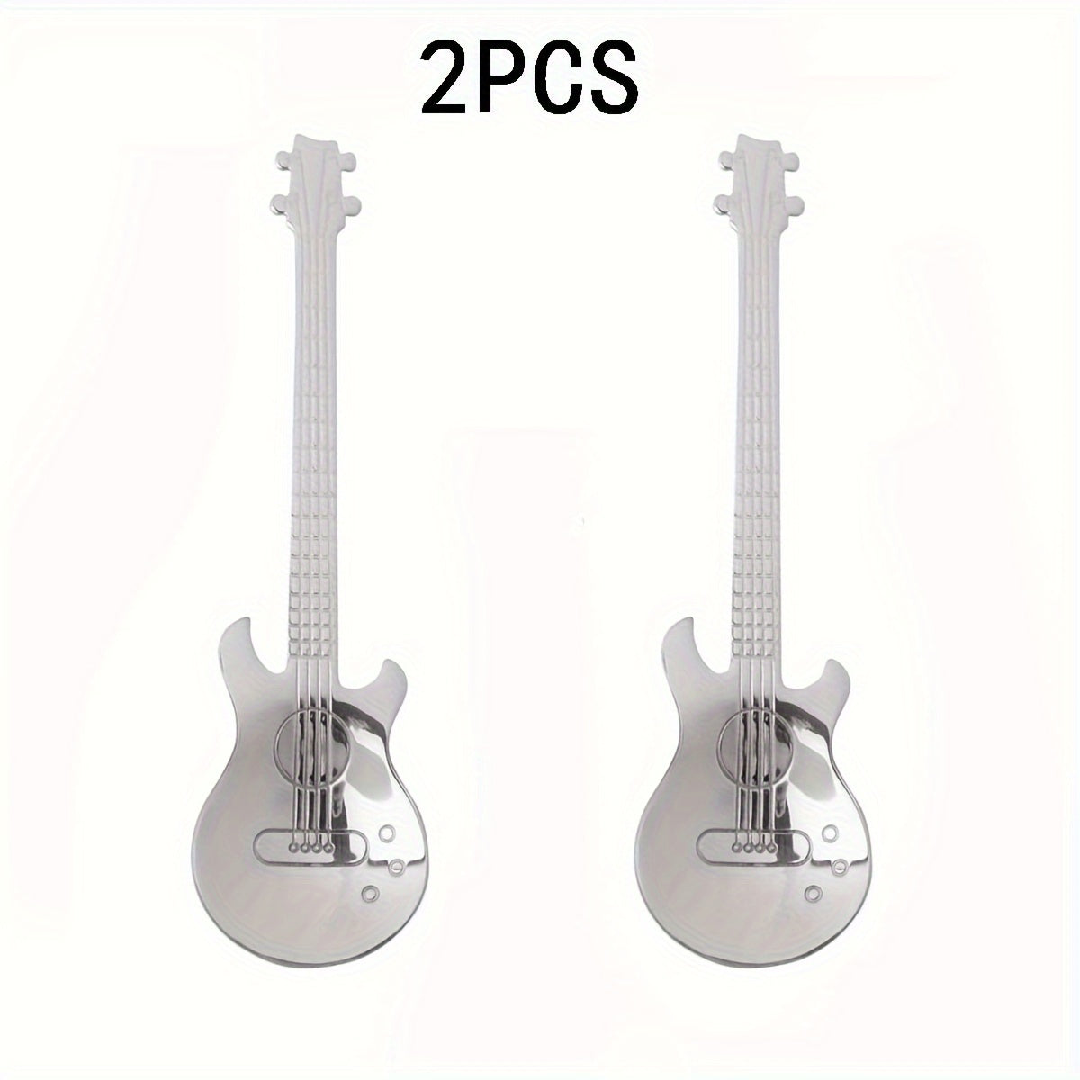 304 Stainless Steel Guitar Spoons Set 6Pcs Mirror Polished Dessert Spoons Cup Hanging