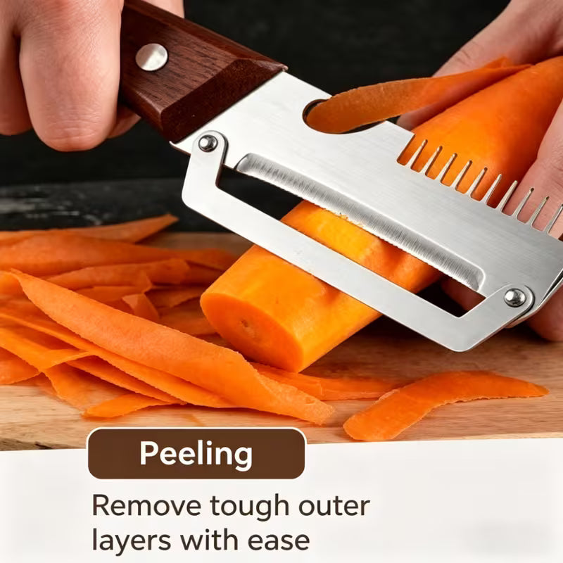 Wooden Handle Onion Celery Cutting Tool Multi Functional Kitchen Carving Knife 2Pcs