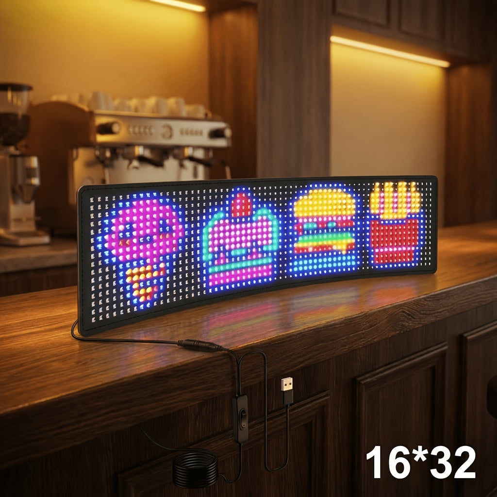 Large Programmable LED Sign Flexible Panel Multicolor RGB with App & USB
