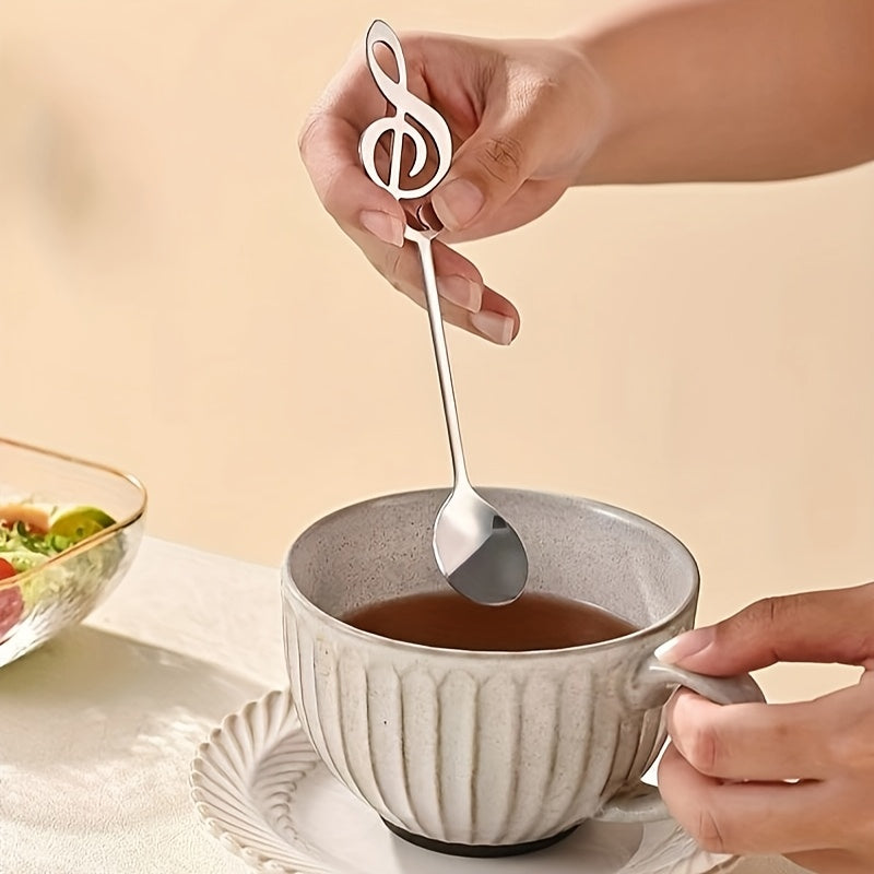 Stainless Steel Music Symbol Spoons Set 6Pcs Gold Plated Stirring Coffee Dessert Spoon
