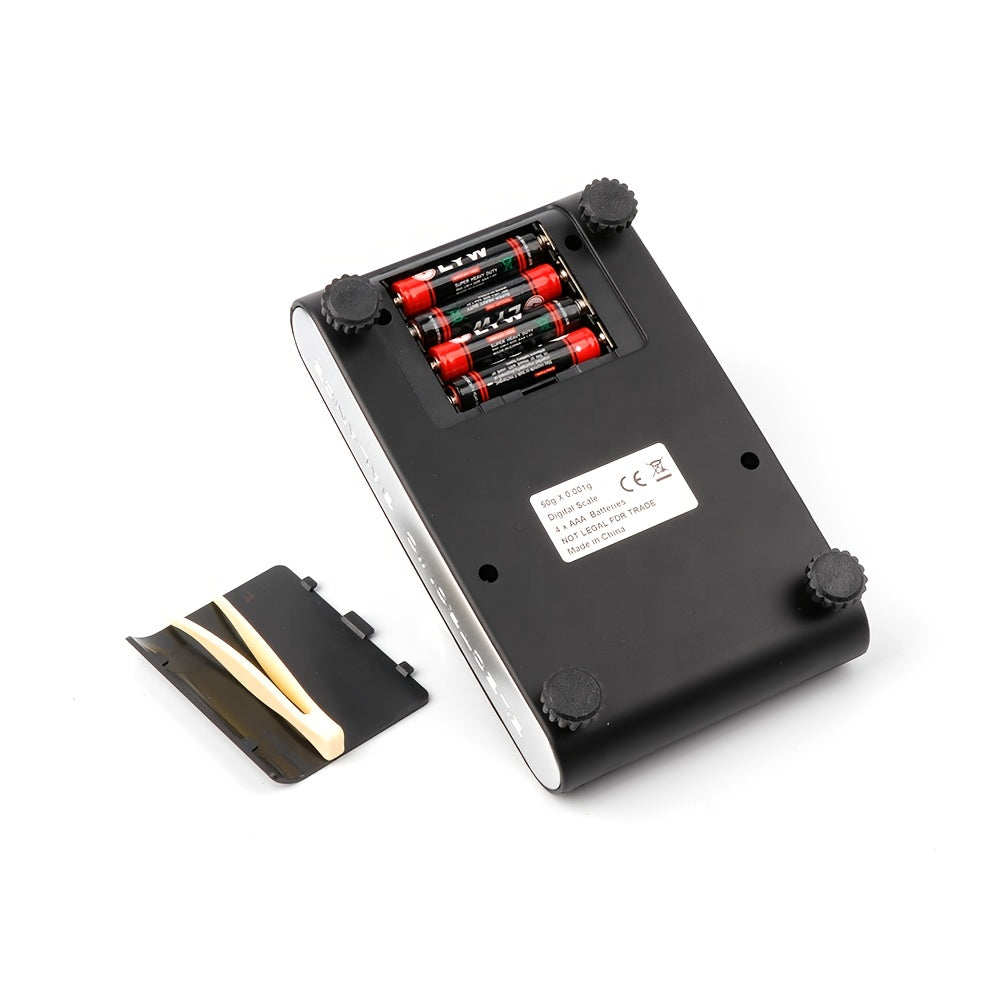 Digital Milligram Scale 0.001g/50g Precision with Calibration Weight Tweezers & Tray Black