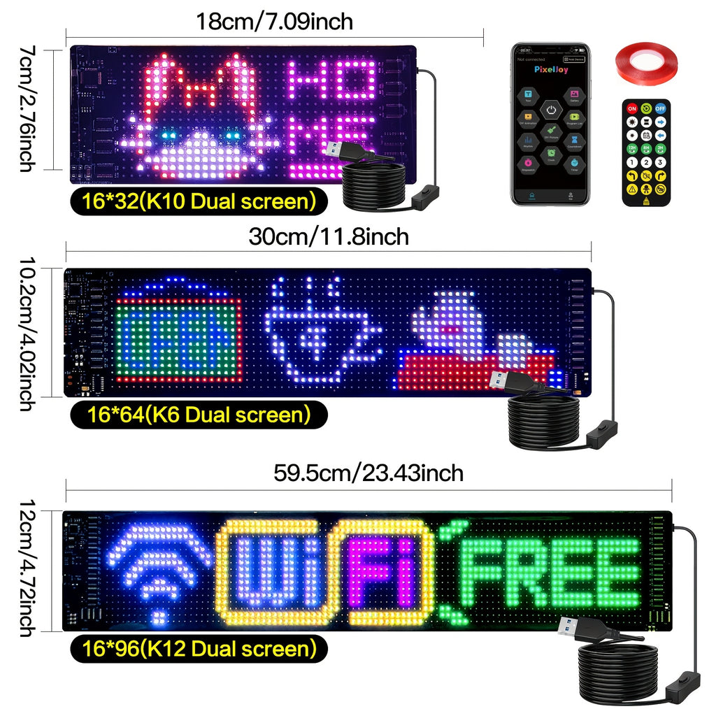 Large Programmable LED Sign Flexible Panel Multicolor RGB with App & USB