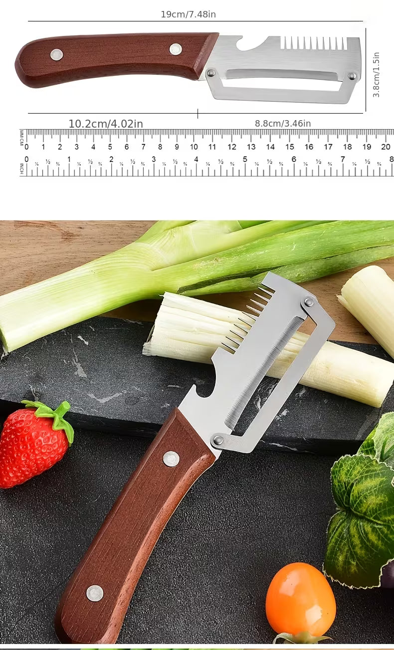 Wooden Handle Onion Celery Cutting Tool Multi Functional Kitchen Carving Knife 2Pcs