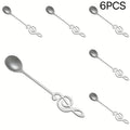 Stainless Steel Music Symbol Spoons Set 6Pcs Gold Plated Stirring Coffee Dessert Spoon