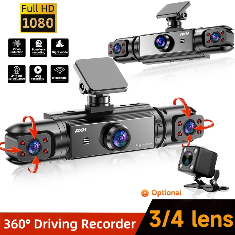 360° Panoramic 3/4 Lens Channel 1080P HD Ultimate Safety Dash Cam Set