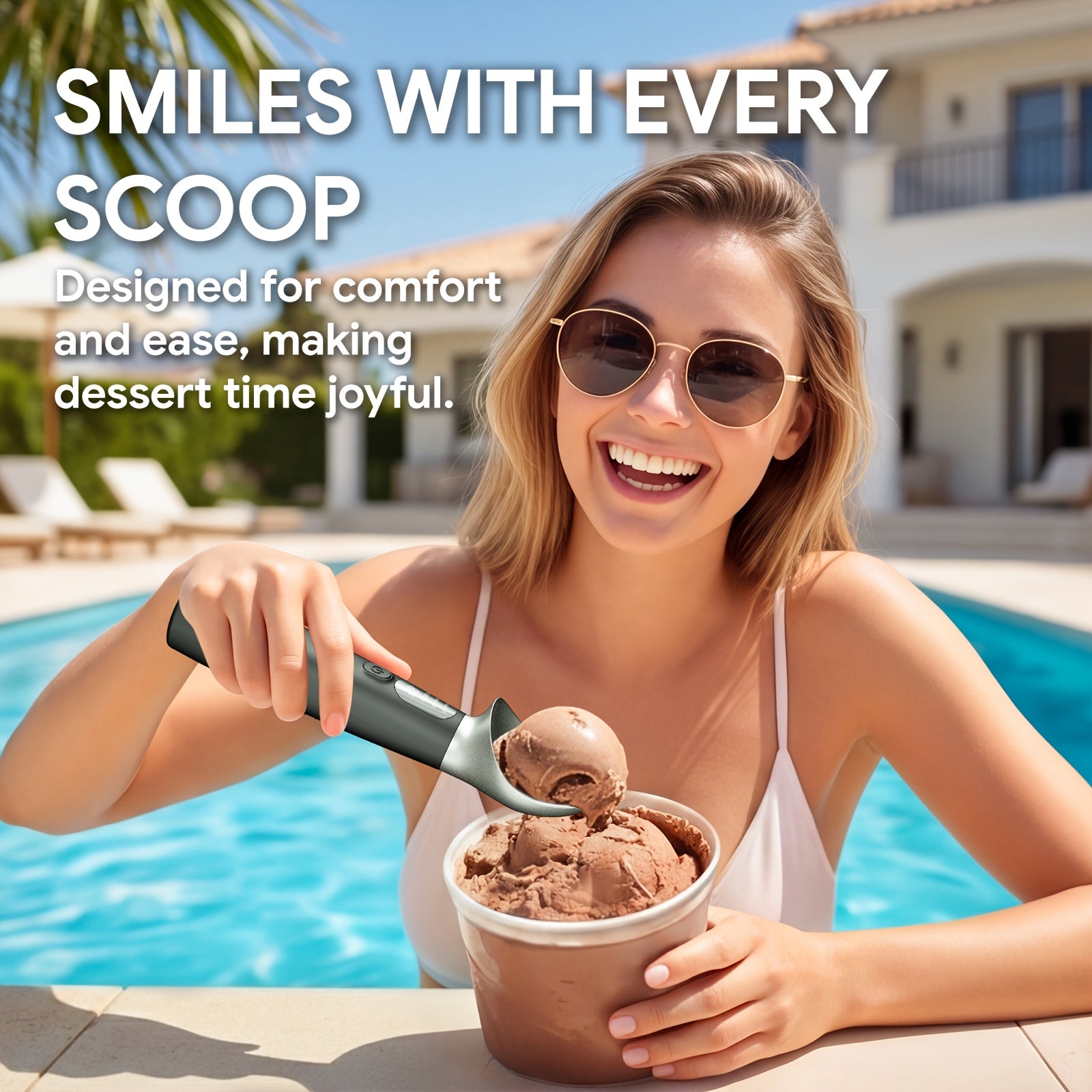 USB Rechargeable Heated Ice Cream Scoop Electric Self-Heating Scooper Black