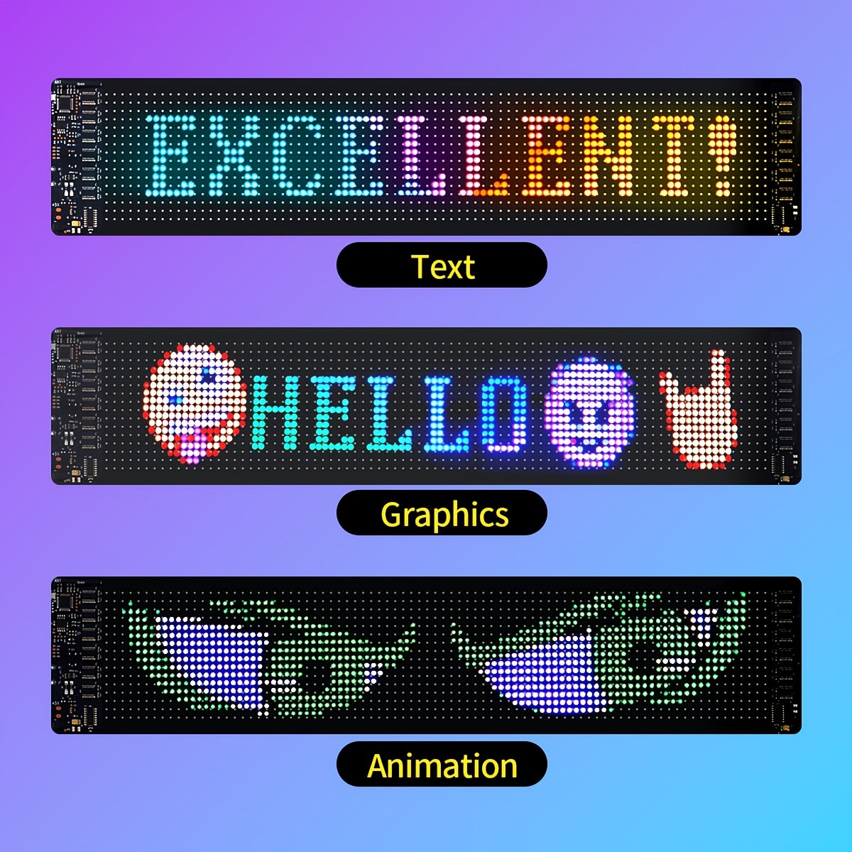 Large Programmable LED Sign Flexible Panel Multicolor RGB with App & USB