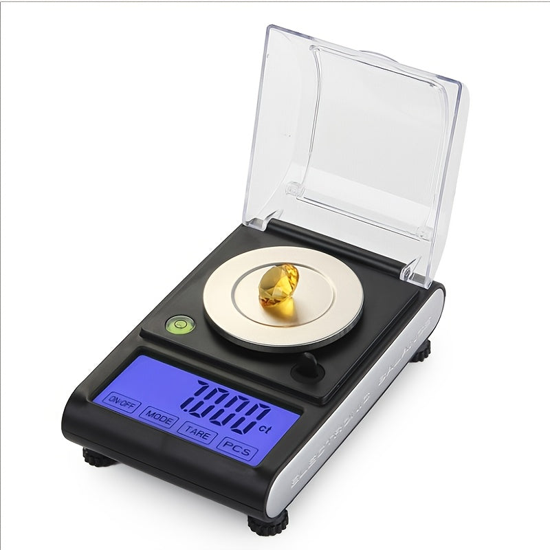 Digital Milligram Scale 0.001g/50g Precision with Calibration Weight Tweezers & Tray Black