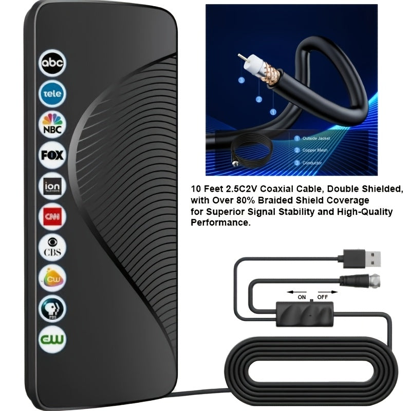 TV Antenna Indoor Outdoor 150 Mile Long Range HD Digital 8K 4K 1080P with 10Ft Coaxial Cable