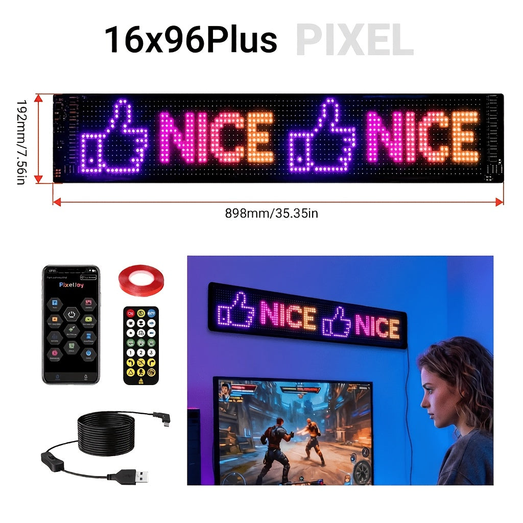 Large Programmable LED Sign Flexible Panel Multicolor RGB with App & USB