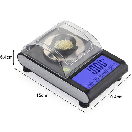 Digital Milligram Scale 0.001g/50g Precision with Calibration Weight Tweezers & Tray Black