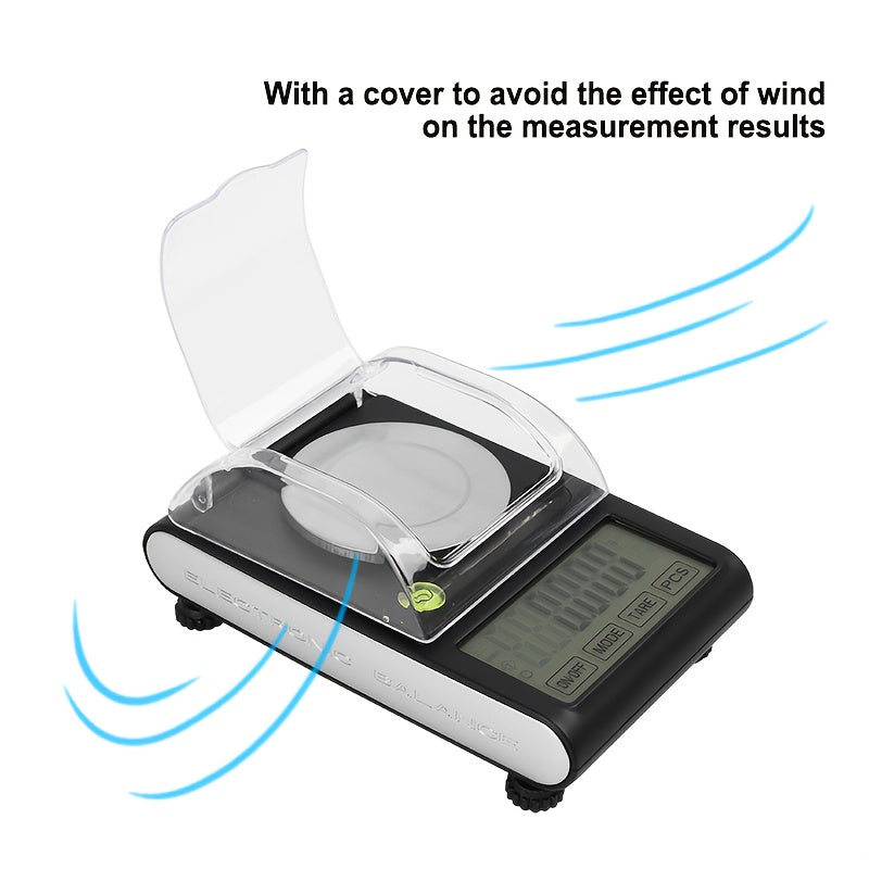 Digital Milligram Scale 0.001g/50g Precision with Calibration Weight Tweezers & Tray Black