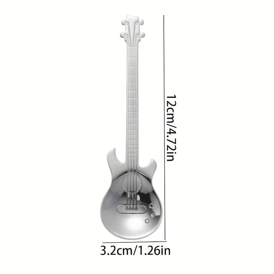 304 Stainless Steel Guitar Spoons Set 6Pcs Mirror Polished Dessert Spoons Cup Hanging