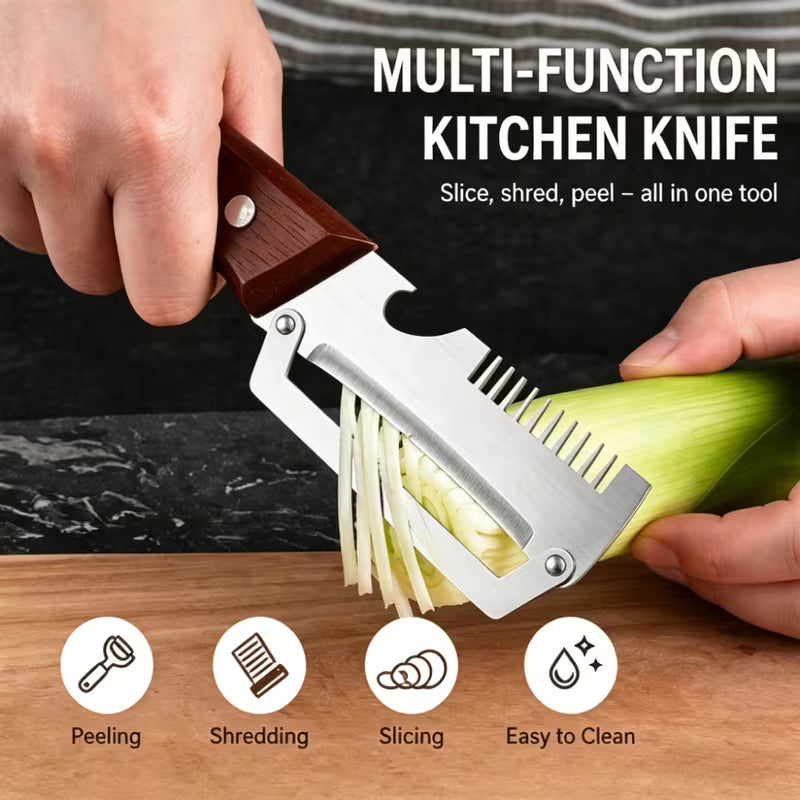 Wooden Handle Onion Celery Cutting Tool Multi Functional Kitchen Carving Knife 2Pcs