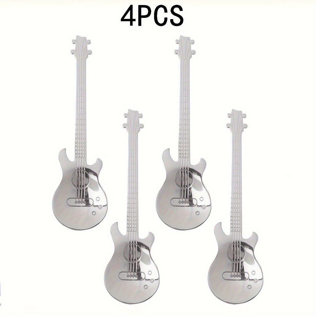304 Stainless Steel Guitar Spoons Set 6Pcs Mirror Polished Dessert Spoons Cup Hanging