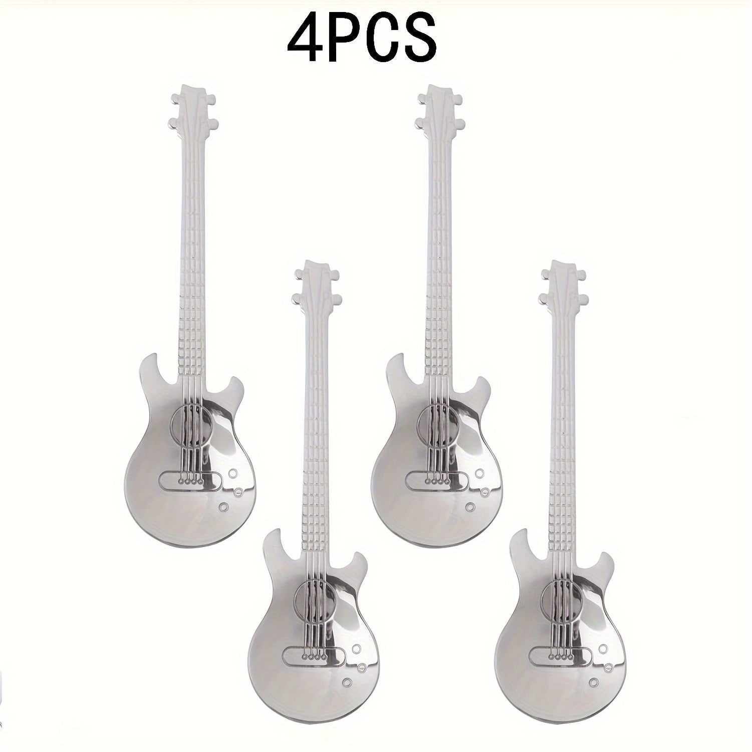 304 Stainless Steel Guitar Spoons Set 6Pcs Mirror Polished Dessert Spoons Cup Hanging