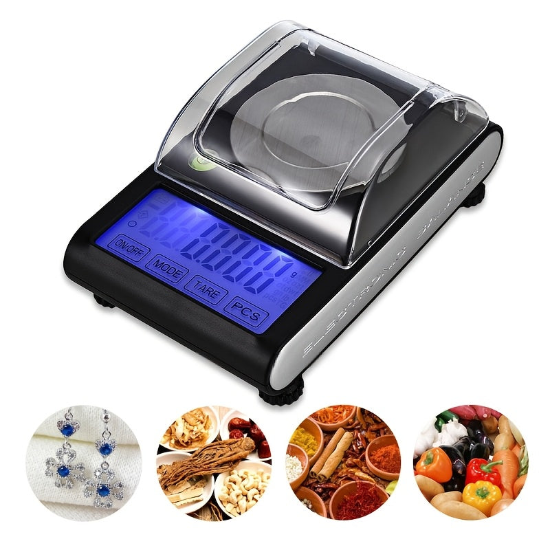 Digital Milligram Scale 0.001g/50g Precision with Calibration Weight Tweezers & Tray Black
