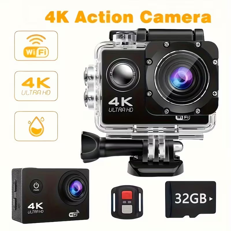 4K Action Camera 170° WiFi Remote Control Sports Camcorder With 32GB Card & Helmet Mount Kit