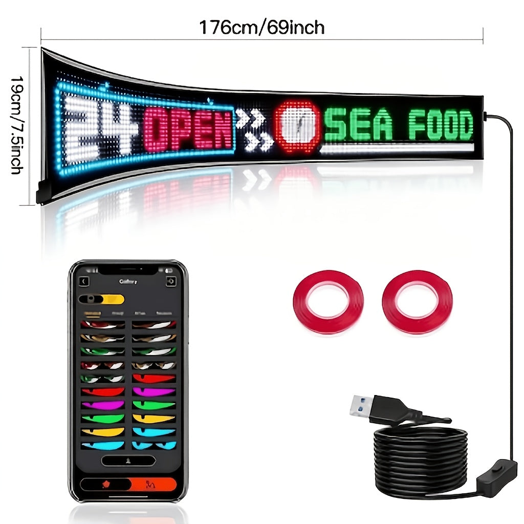 Large Programmable LED Sign Flexible Panel Multicolor RGB with App & USB