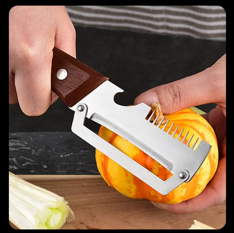Wooden Handle Onion Celery Cutting Tool Multi Functional Kitchen Carving Knife 2Pcs