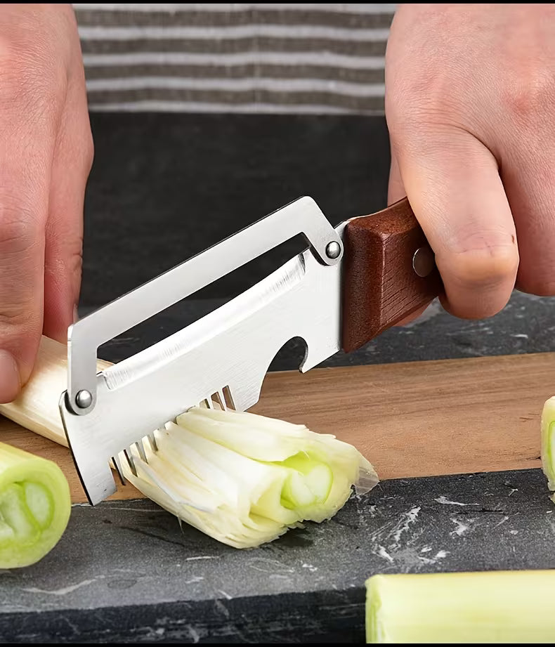 Wooden Handle Onion Celery Cutting Tool Multi Functional Kitchen Carving Knife 2Pcs