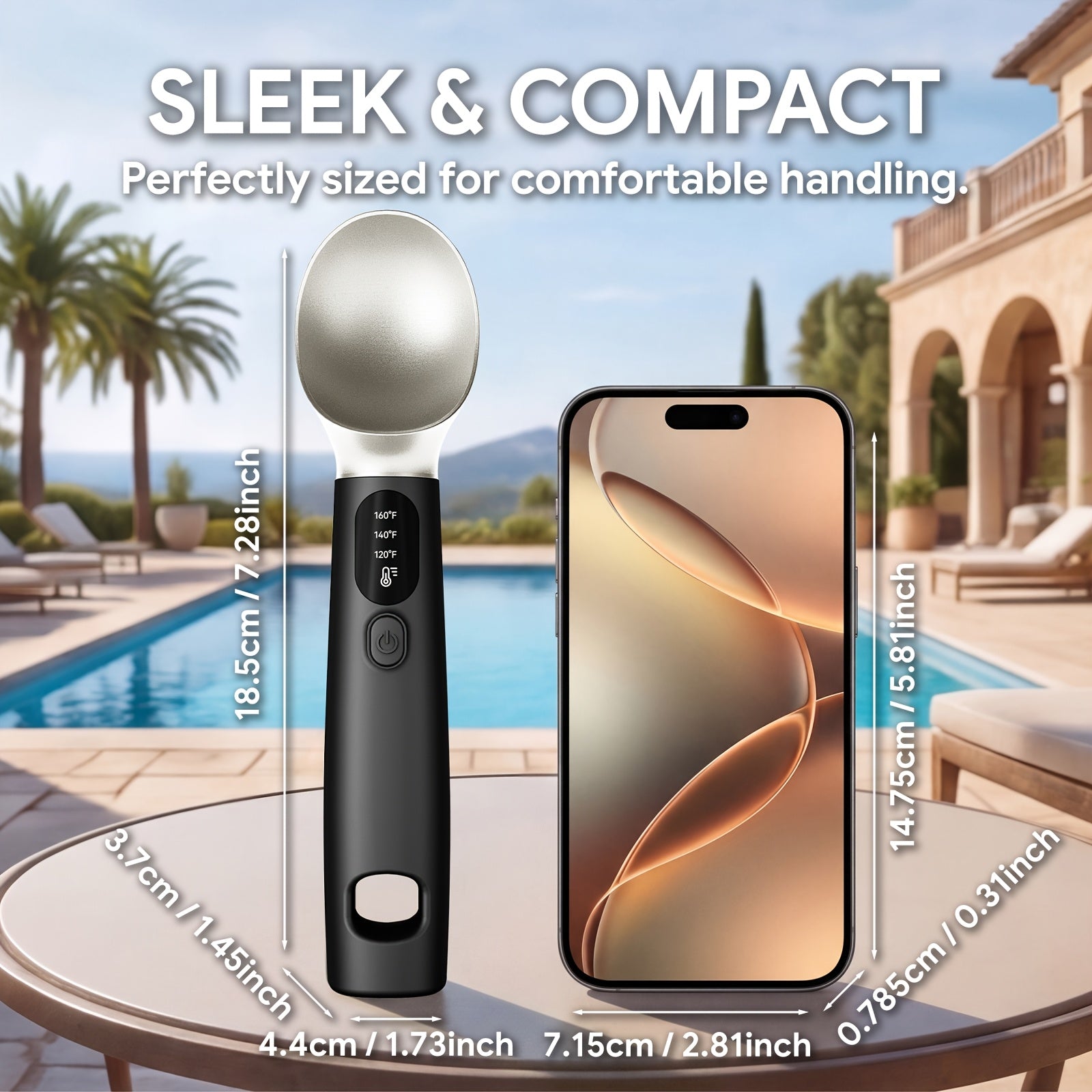 USB Rechargeable Heated Ice Cream Scoop Electric Self-Heating Scooper Black