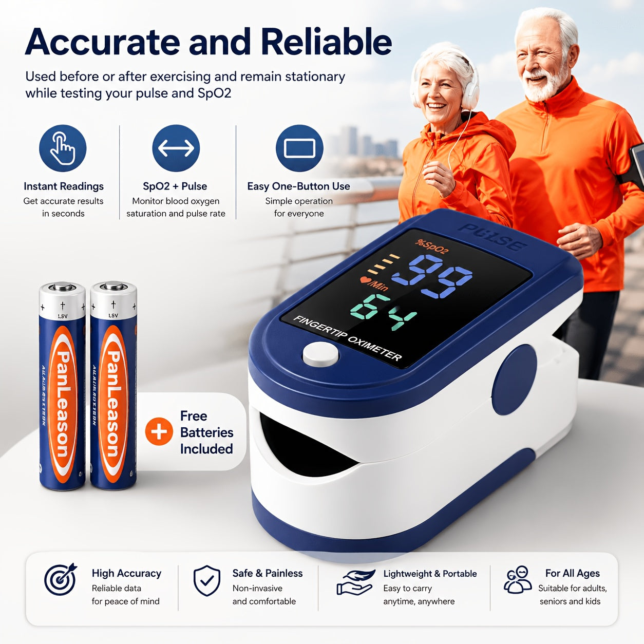 Fingertip Pulse Oximeter Blood Oxygen Spo2 Heart Rate Monitor LED Display Portable Finger Clip