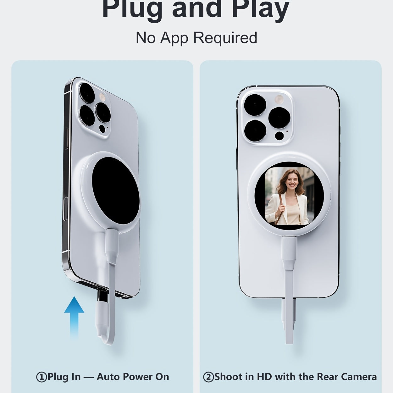 Phone Screen Monitor For Rear Camera Selfies Vlogging