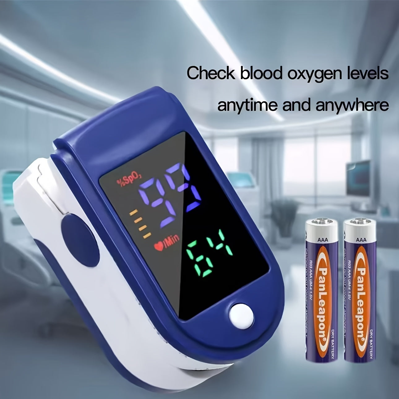 Fingertip Pulse Oximeter Blood Oxygen Spo2 Heart Rate Monitor LED Display Portable Finger Clip