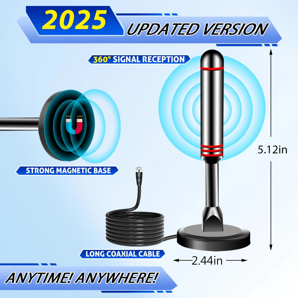 TV Antenna Indoor Outdoor 150 Mile Long Range HD Digital 8K 4K 1080P with 10Ft Coaxial Cable