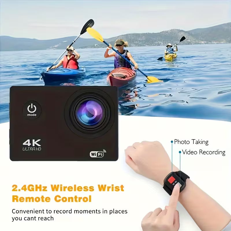 4K Action Camera 170° WiFi Remote Control Sports Camcorder With 32GB Card & Helmet Mount Kit