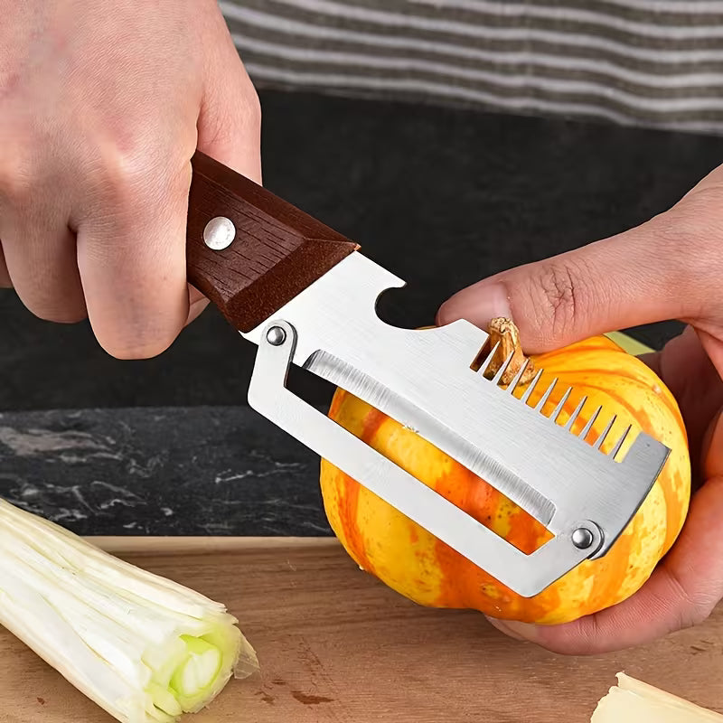 Wooden Handle Onion Celery Cutting Tool Multi Functional Kitchen Carving Knife 2Pcs