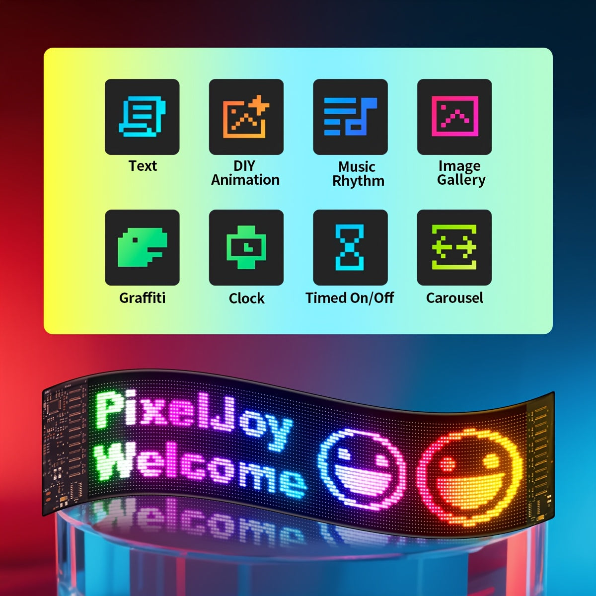 Large Programmable LED Sign Flexible Panel Multicolor RGB with App & USB